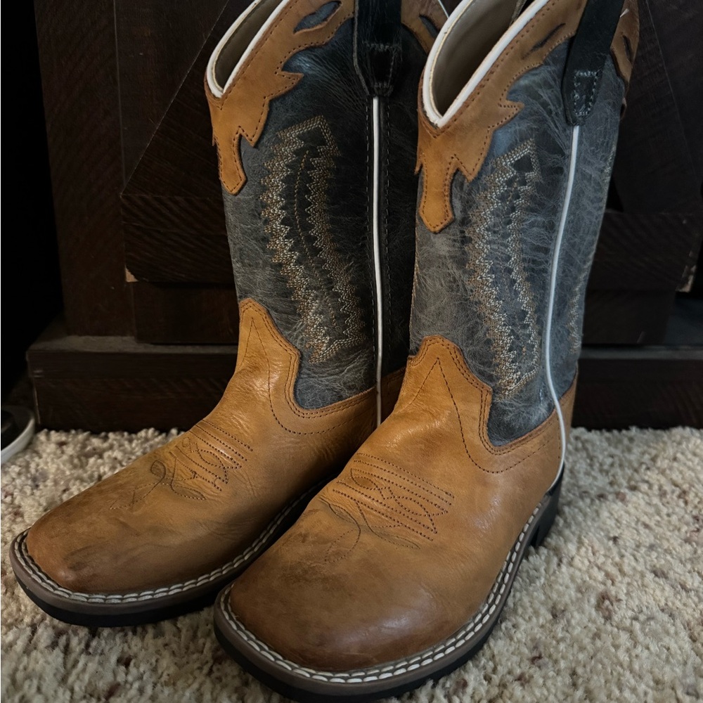 Men's Western Leather Boots - Tan and Gray